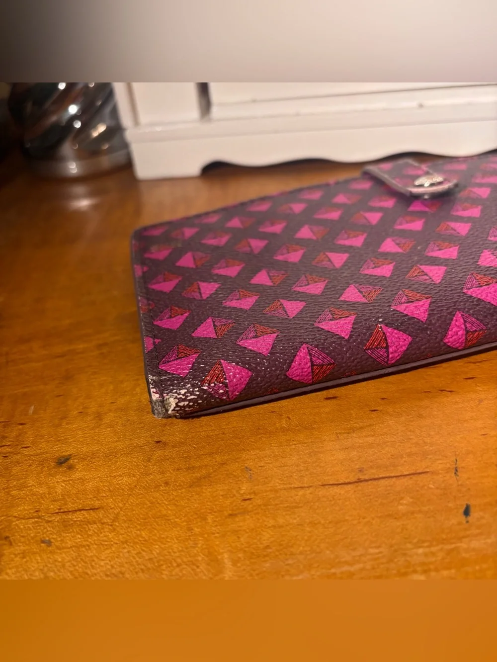 Vera Bradley Pink Geometric Snap Wallet - Preloved, Fair Condition
